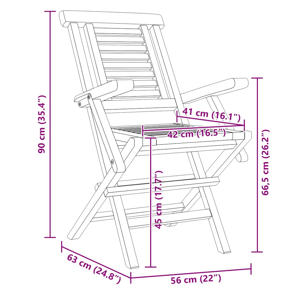 Tuinstoelen 2 St Inklapbaar 56X63X90 Cm Massief Teakhout