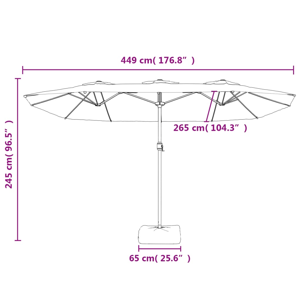 Parasol Dubbel Dak 449X265 Cm Bordeaux