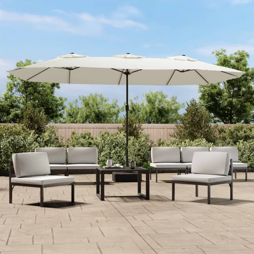Parasol Dubbel Dak Met Led 449X265 Cm Kleurig