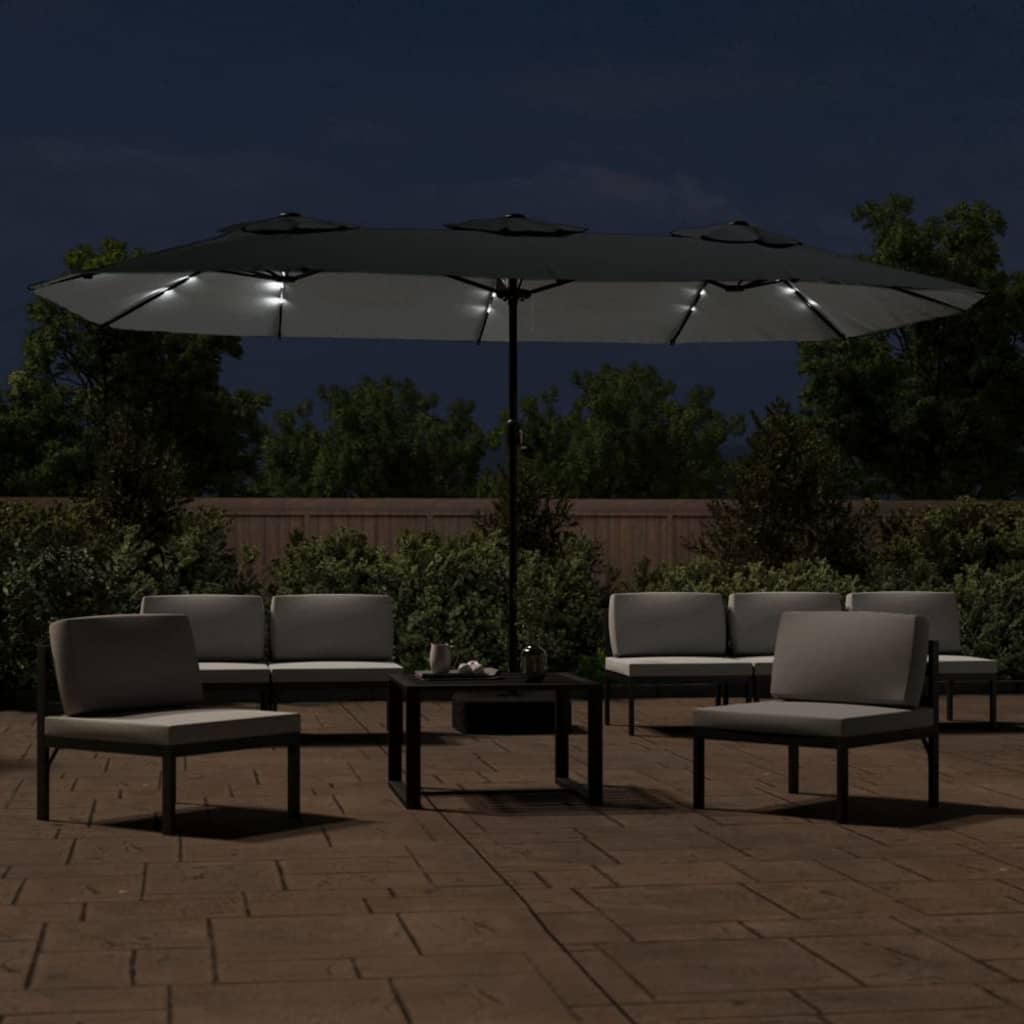Parasol Dubbel Dak Met Led 449X265 Cm Kleurig