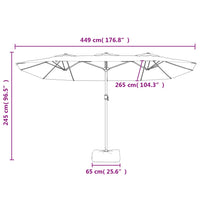 Parasol Dubbel Dak Met Led 449X265 Cm Kleurig