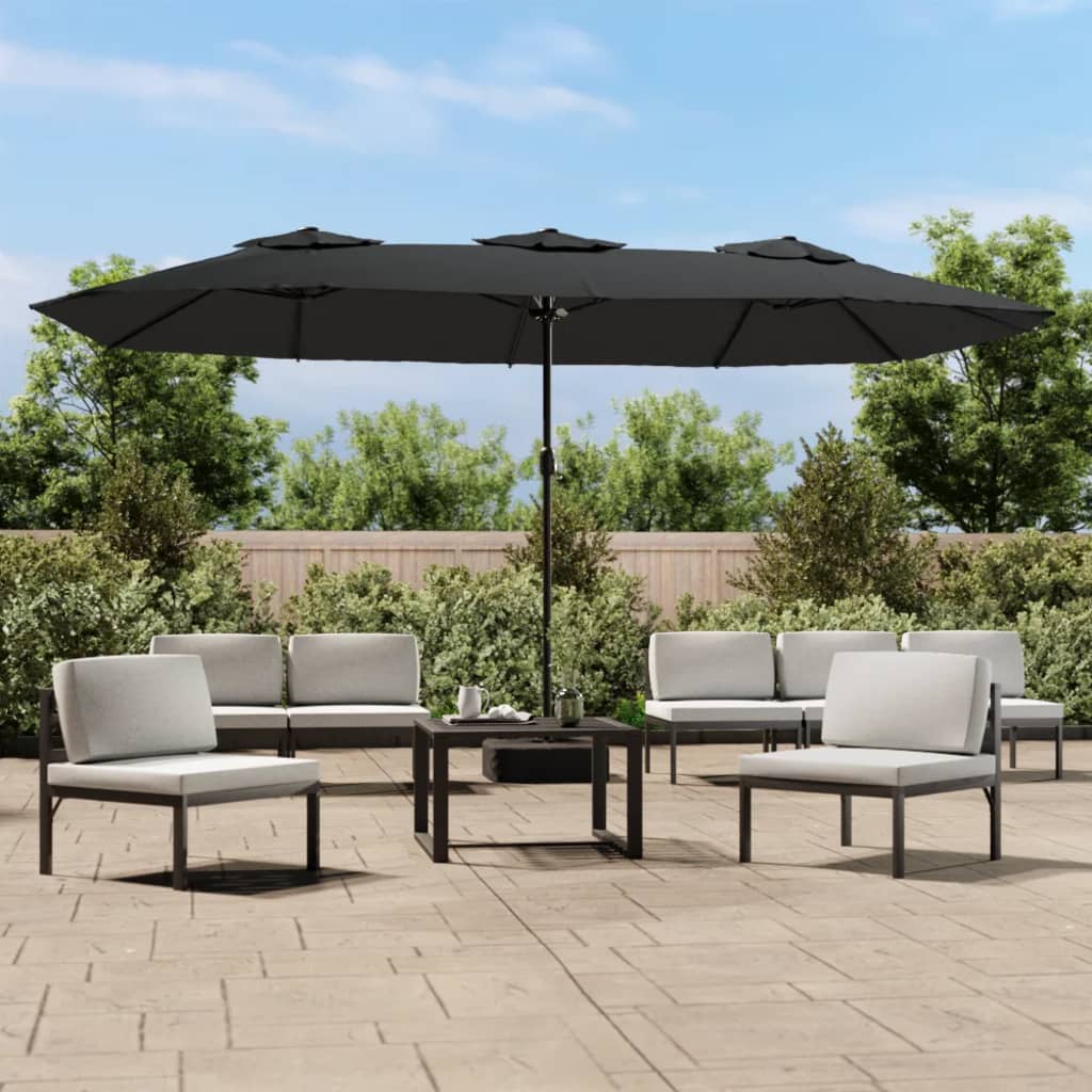 Parasol Dubbel Dak Met Led 449X265 Cm Kleurig