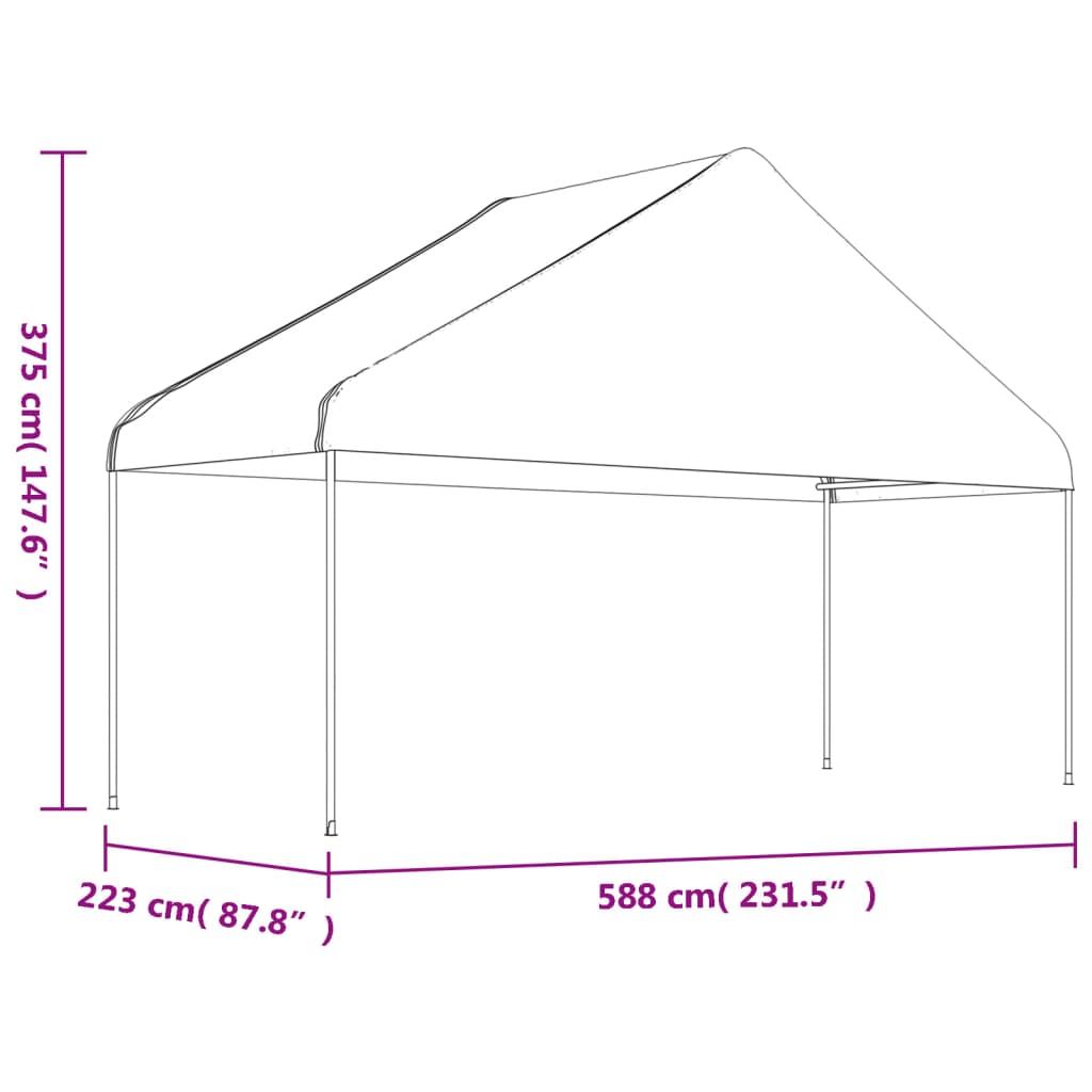 Prieel Met Dak 6,69X5,88X3,75 M Polyetheen Wit
