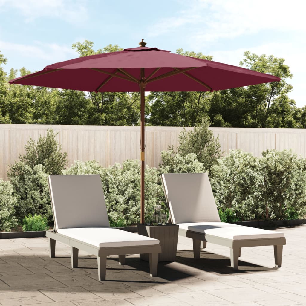 Parasol Met Houten Paal 299X240 Cm Bordeaux