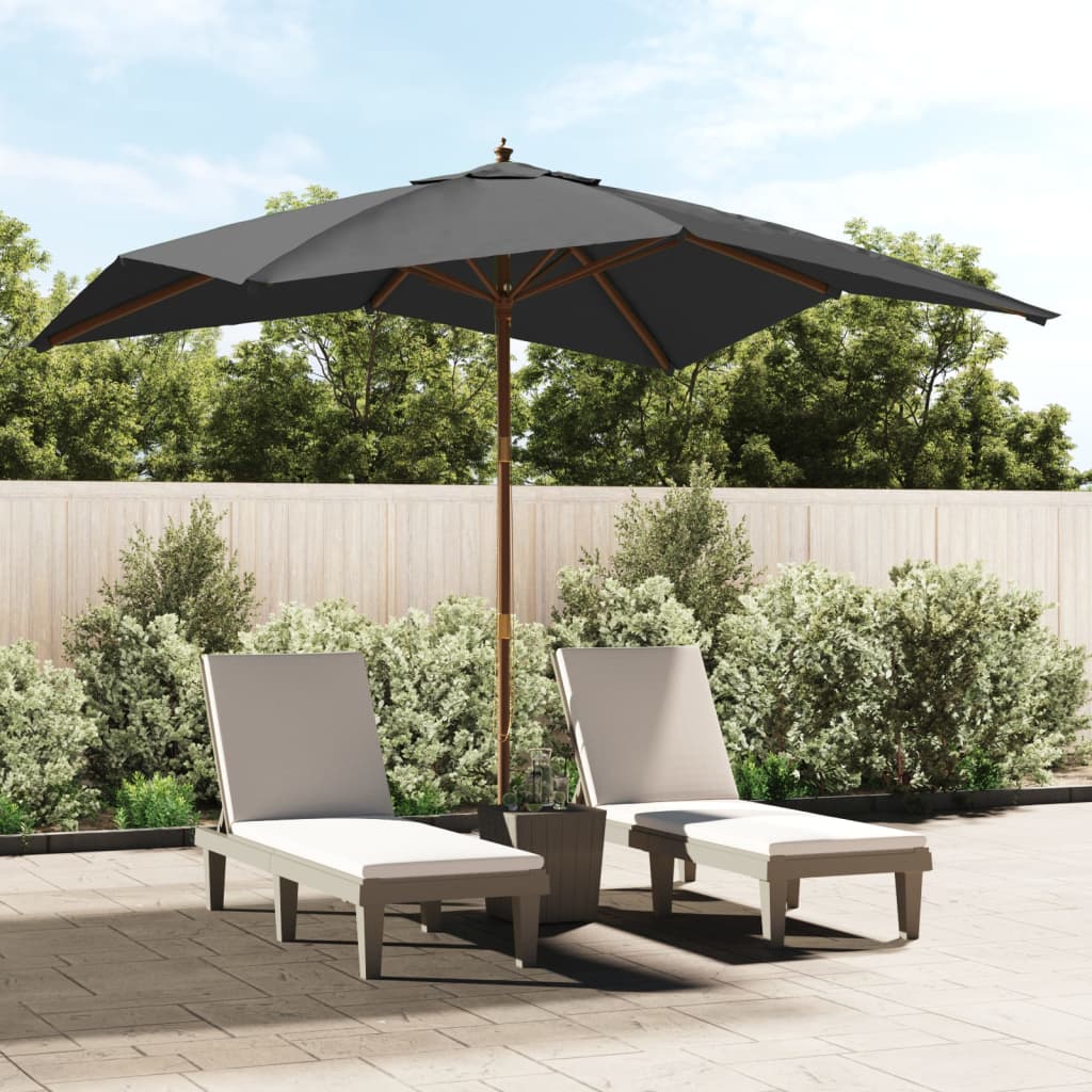 Parasol Met Houten Paal 300X300X273 Cm Kleurig