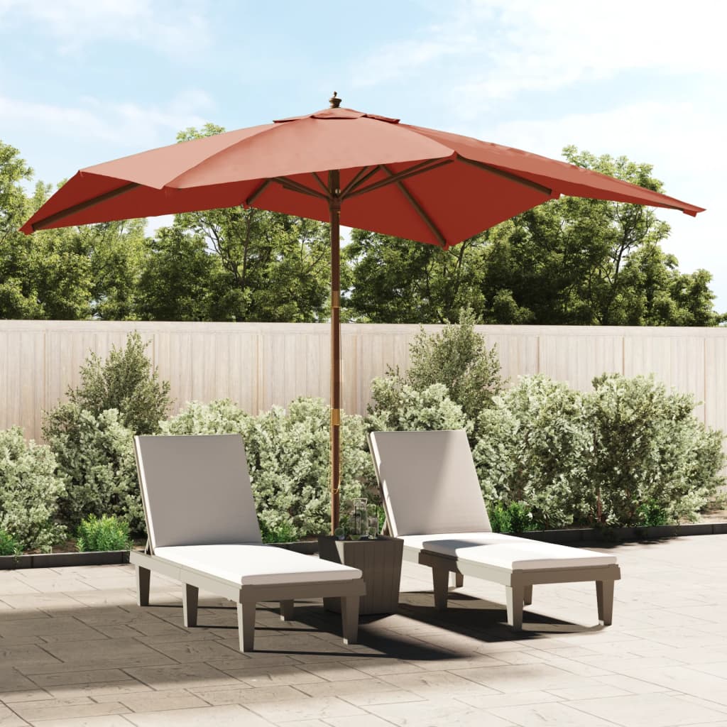 Parasol Met Houten Paal 300X300X273 Cm Kleurig