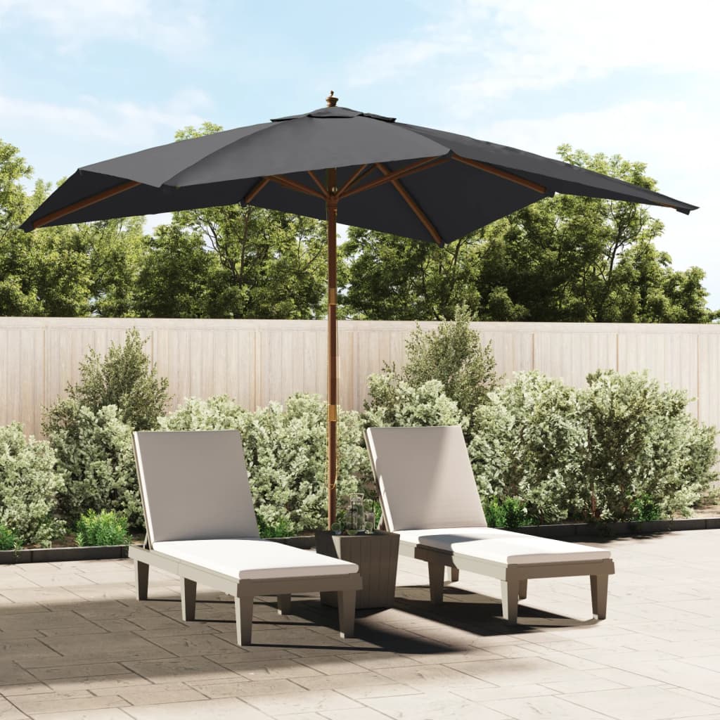 Parasol Met Houten Paal 300X300X273 Cm Kleurig