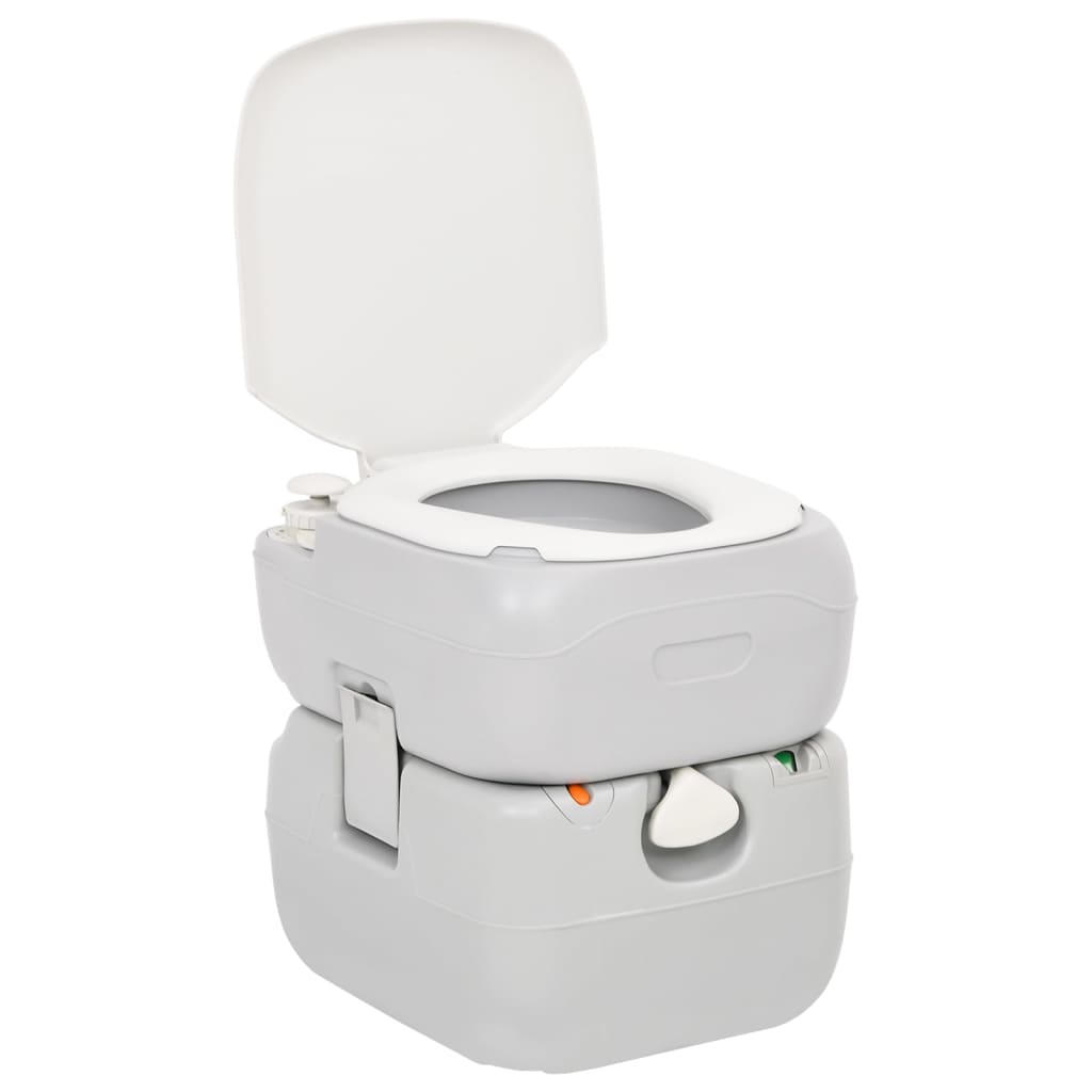 Campingtoilet Draagbaar 22+12 L Hdpe Grijs En Wit