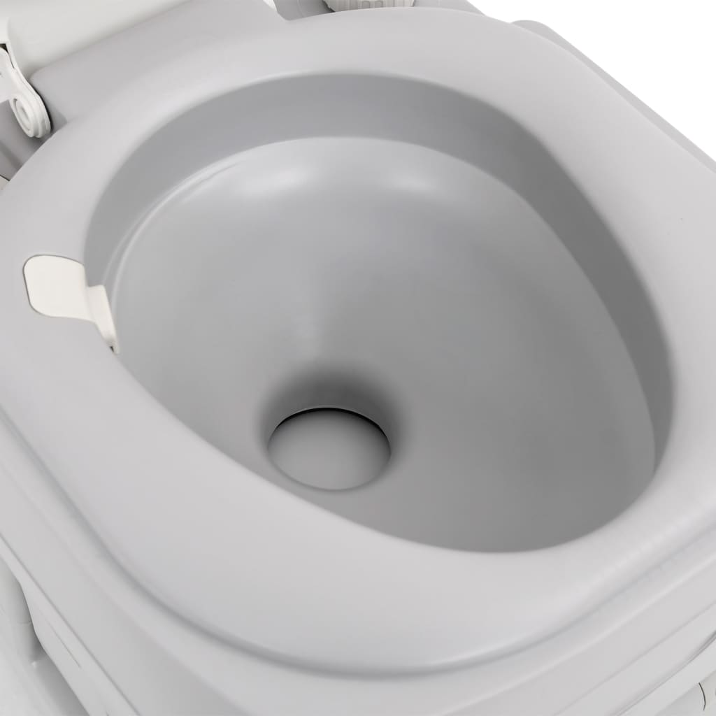 Campingtoilet Draagbaar 22+12 L Hdpe Grijs En Wit