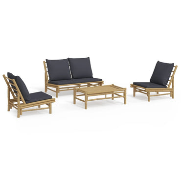 4-Delige Loungeset Met Kussens Bamboe