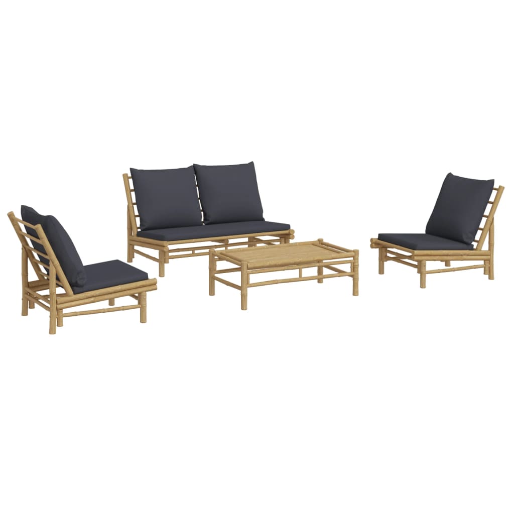 4-Delige Loungeset Met Kussens Bamboe