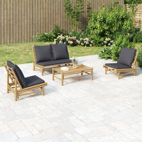 4-Delige Loungeset Met Kussens Bamboe