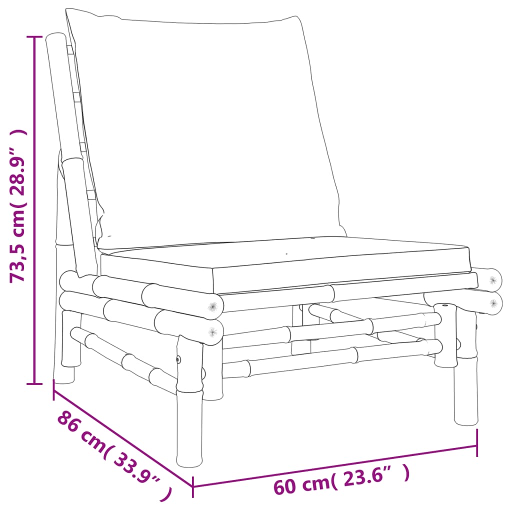 5-Delige Loungeset Met Kussens Bamboe