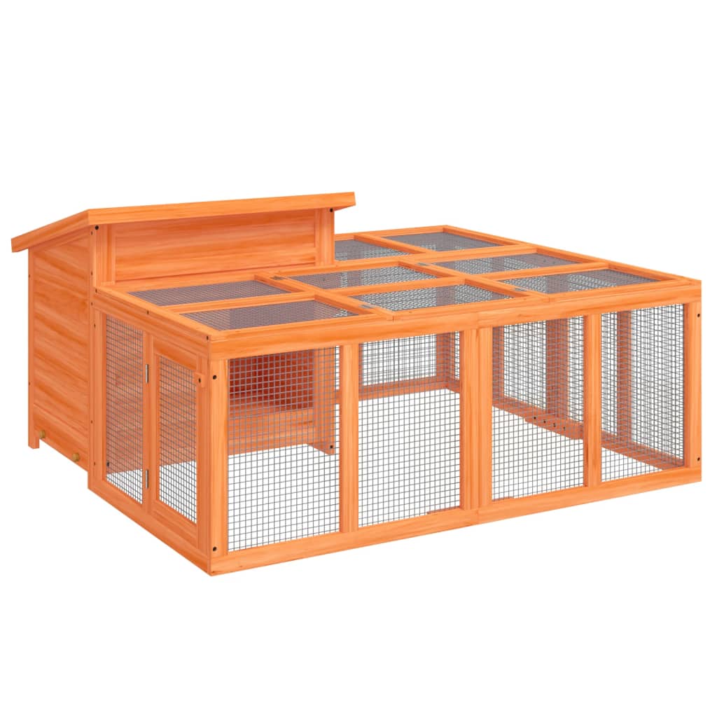 Konijnenhok 144X123X67,5 Cm Massief Grenenhout