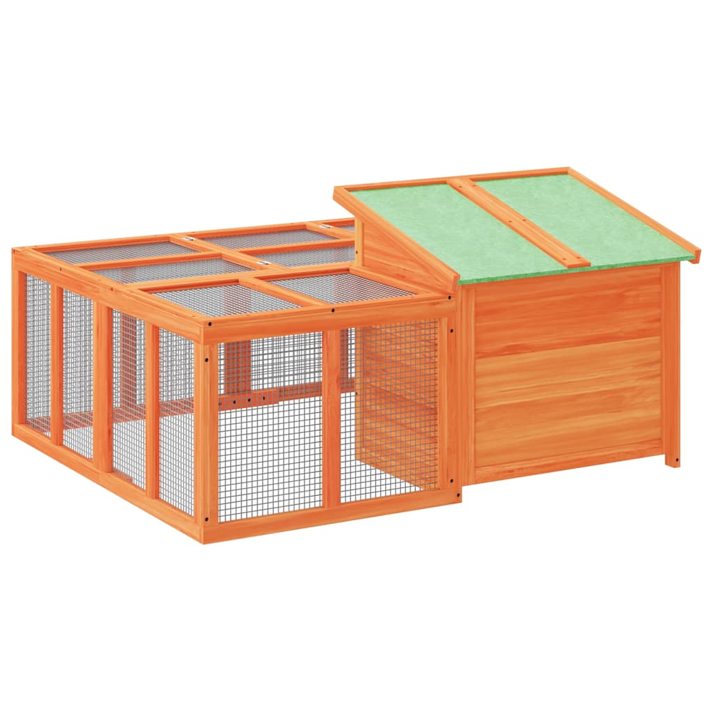 Konijnenhok 144X123X67,5 Cm Massief Grenenhout
