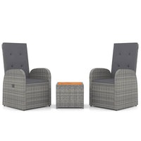 3-Delige Loungeset Poly Rattan En Massief Acaciahout Grijs