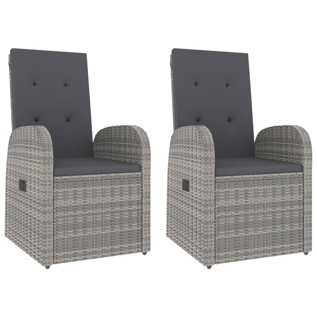 3-Delige Loungeset Poly Rattan En Massief Acaciahout Grijs