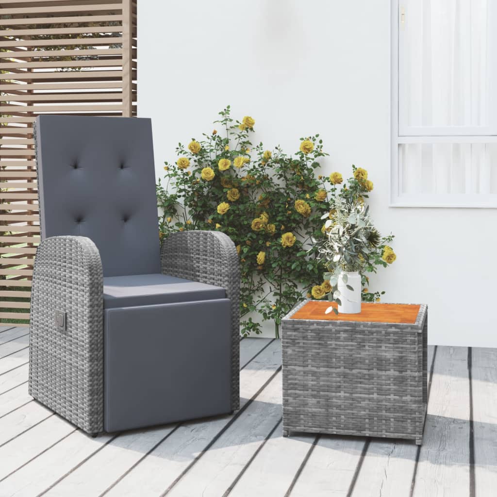 2-Delige Loungeset Poly Rattan En Massief Acaciahout Grijs