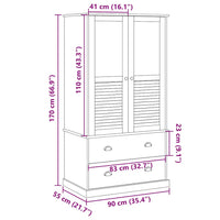Kledingkast Vigo 90X55X170 Cm Massief Grenenhout