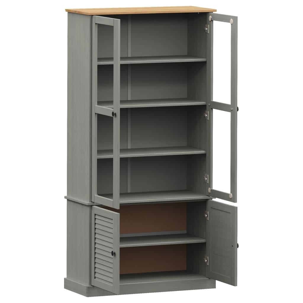 Vitrinekast Vigo 85X35X170 Cm Massief Grenenhout