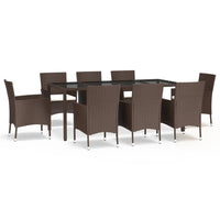9-Delige Tuinset Met Kussens Poly Rattan Bruin