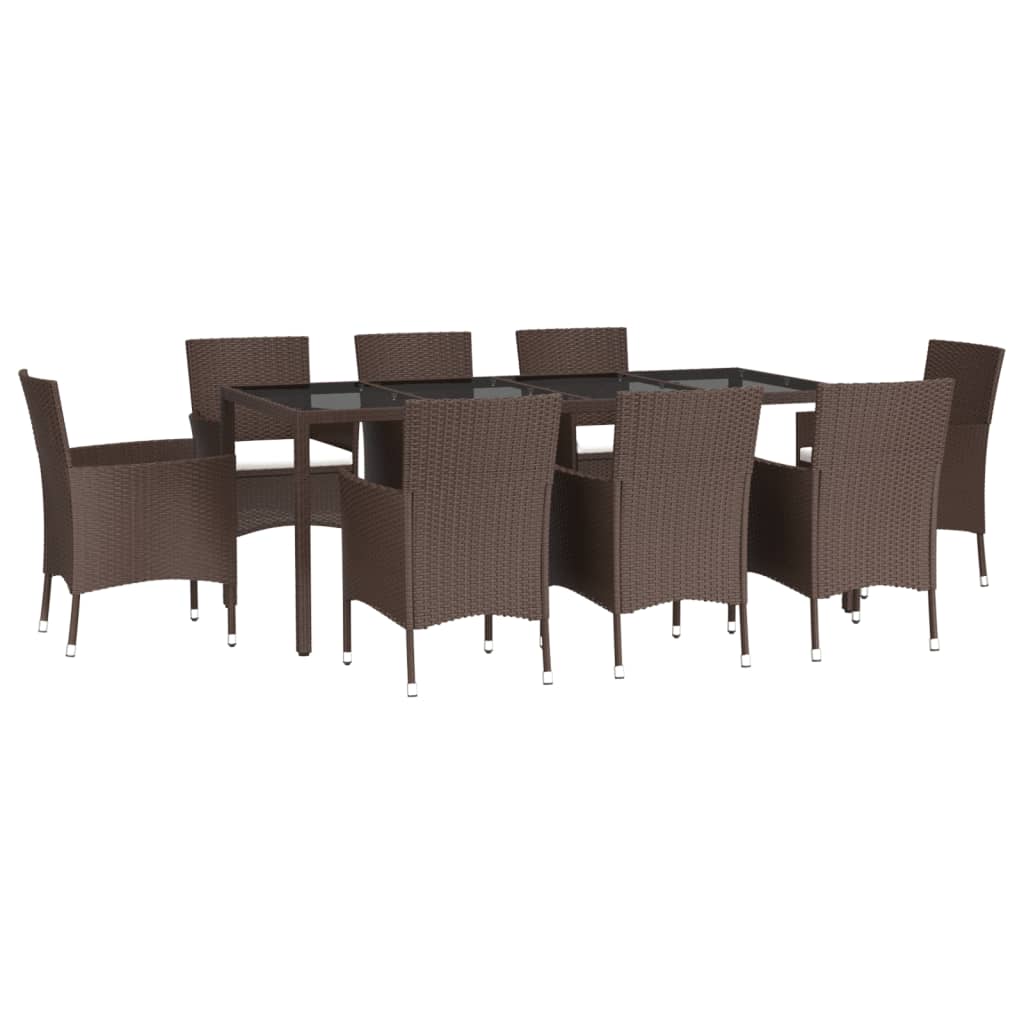 9-Delige Tuinset Met Kussens Poly Rattan Bruin