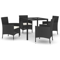 5-Delige Tuinset Met Kussens Poly Rattan Zwart