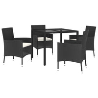 5-Delige Tuinset Met Kussens Poly Rattan Zwart