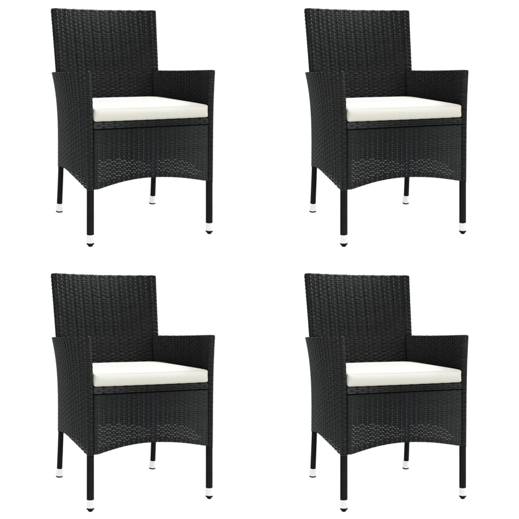5-Delige Tuinset Met Kussens Poly Rattan Zwart