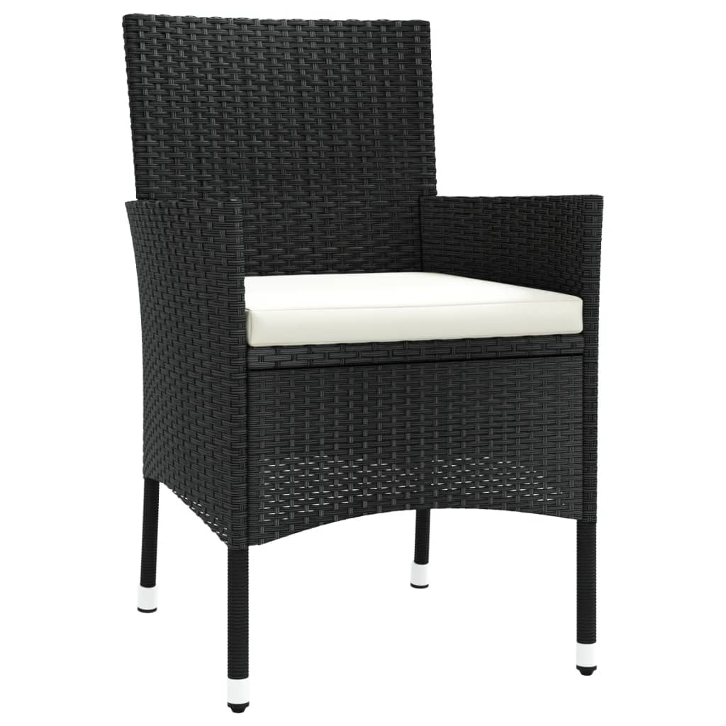 5-Delige Tuinset Met Kussens Poly Rattan Zwart