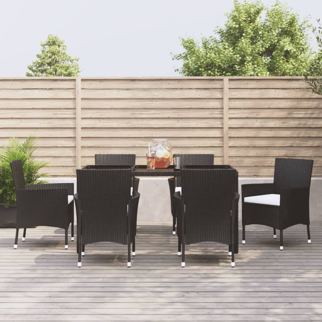 5-Delige Tuinset Met Kussens Poly Rattan Zwart
