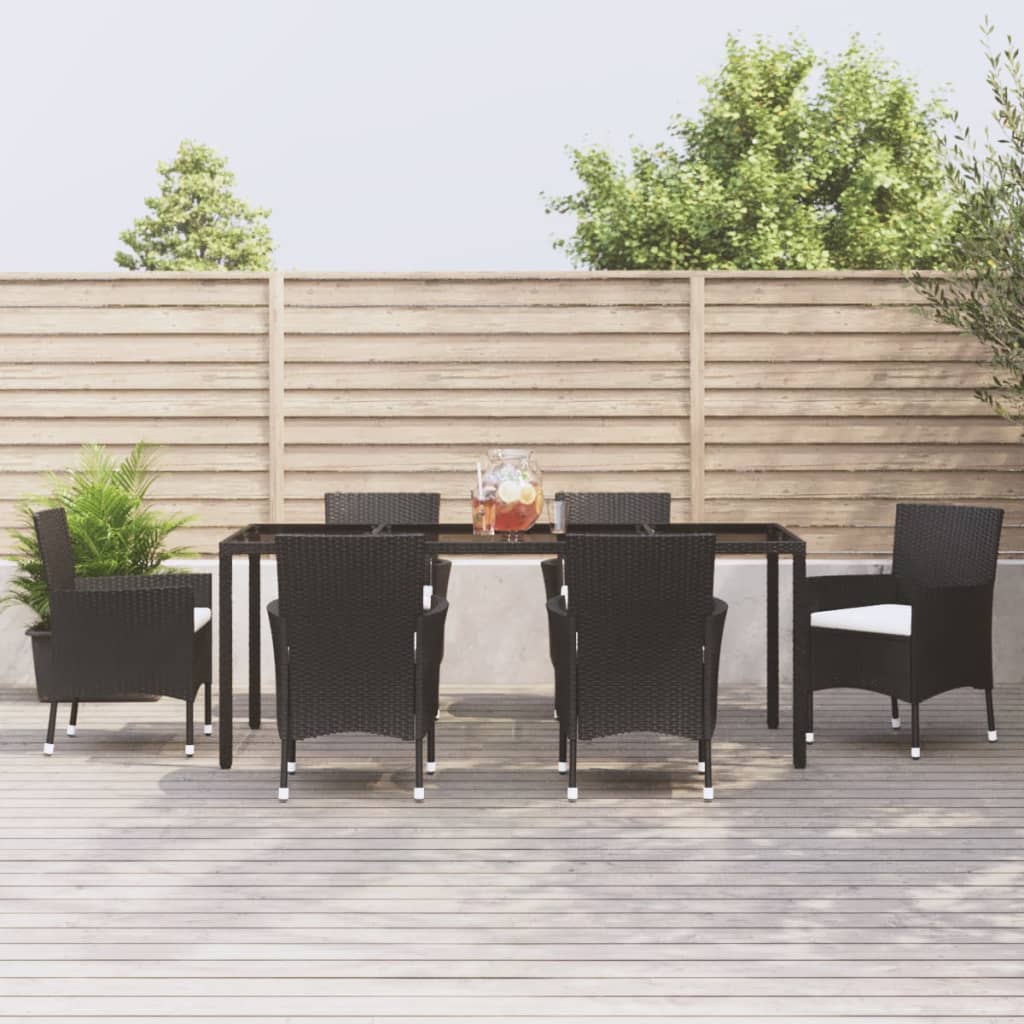 5-Delige Tuinset Met Kussens Poly Rattan Zwart