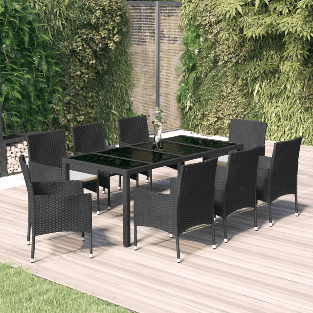 5-Delige Tuinset Met Kussens Poly Rattan Zwart