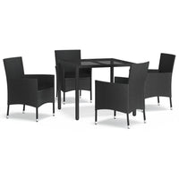 5-Delige Tuinset Met Kussens Poly Rattan Zwart
