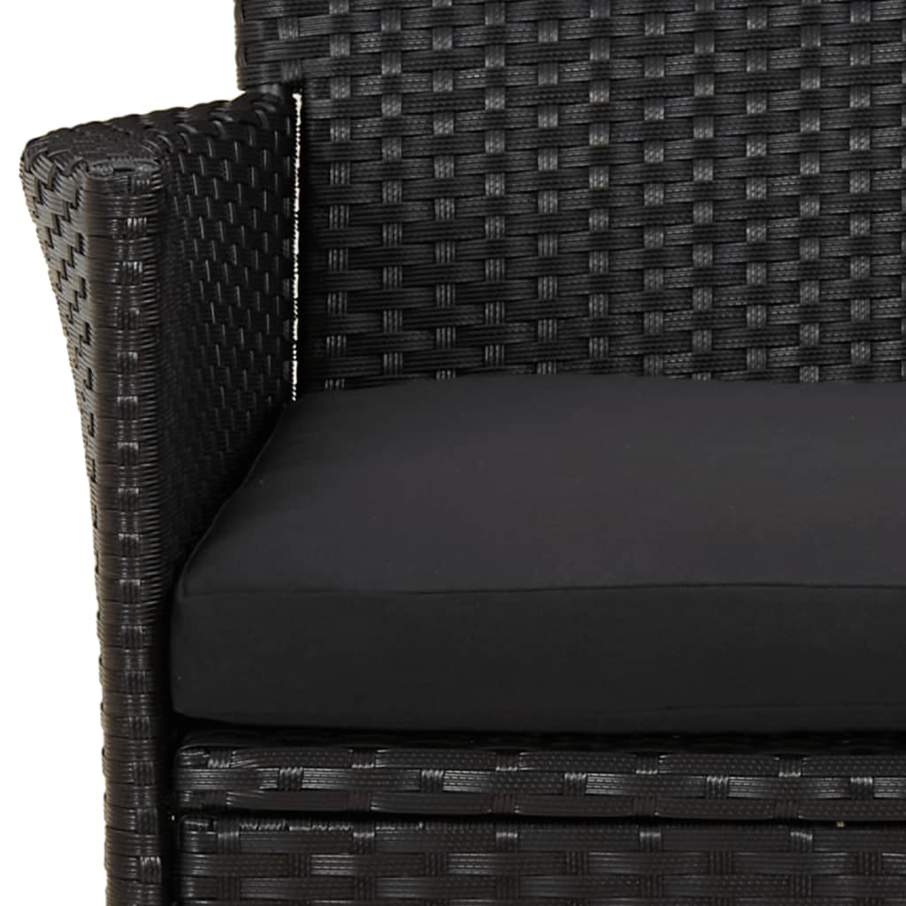 5-Delige Tuinset Met Kussens Poly Rattan Zwart