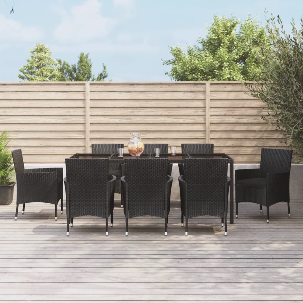 5-Delige Tuinset Met Kussens Poly Rattan Zwart