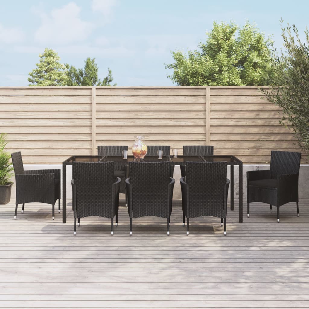 5-Delige Tuinset Met Kussens Poly Rattan Zwart