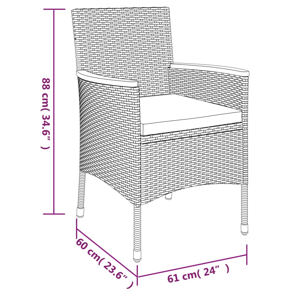 5-Delige Bistroset Met Kussens Poly Rattan