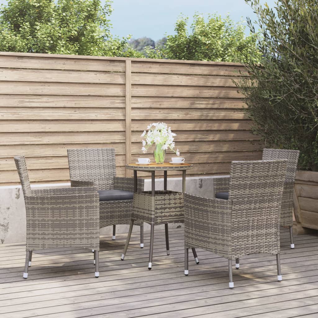 5-Delige Bistroset Met Kussens Poly Rattan