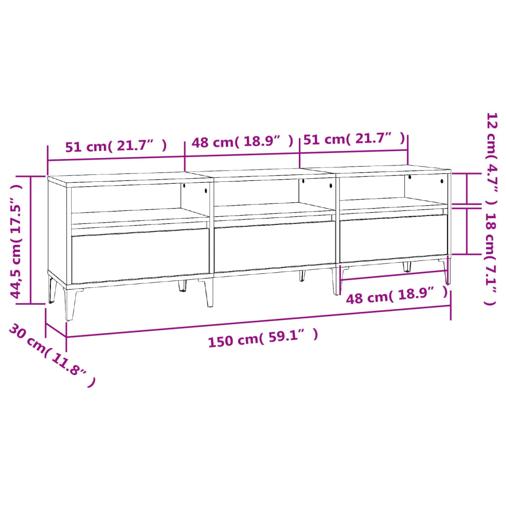 Tv-Meubel 150X30X44,5 Cm Bewerkt Hout Wit