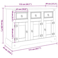 Dressoir Corona 112X43X78 Cm Massief Mexicaans Grenenhout