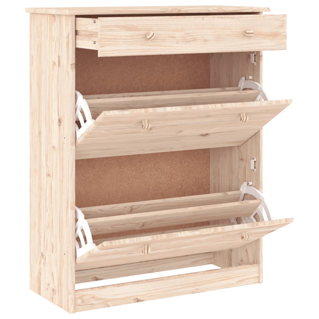 Schoenenkast Alta 77X35X96 Cm Massief Grenenhout Naturel