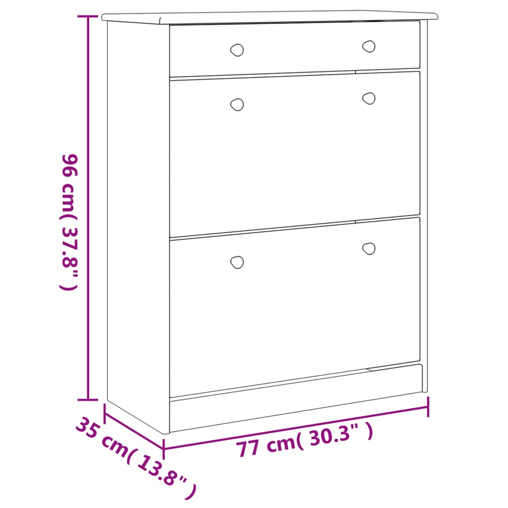 Schoenenkast Alta 77X35X96 Cm Massief Grenenhout Naturel