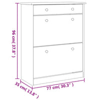 Schoenenkast Alta 77X35X96 Cm Massief Grenenhout Naturel