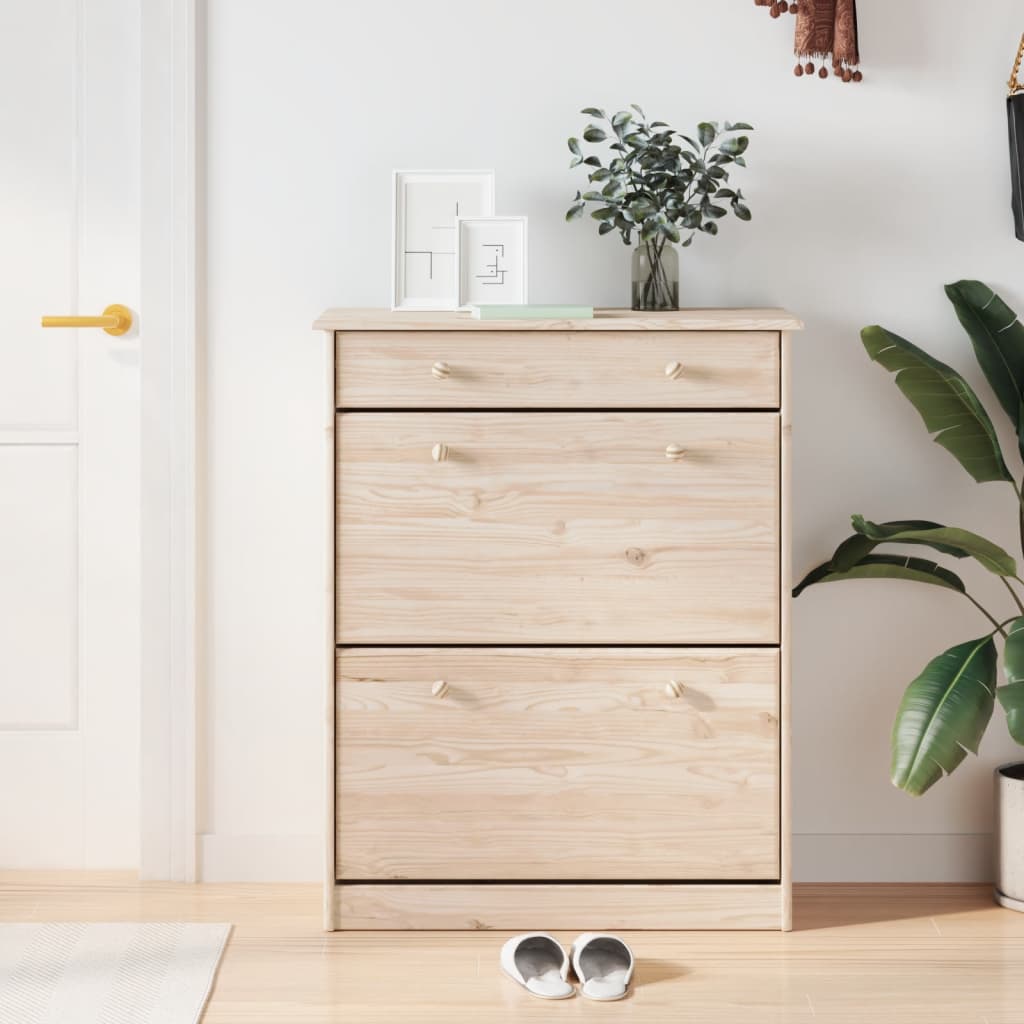 Schoenenkast Alta 77X35X96 Cm Massief Grenenhout Naturel