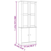 Vitrinekast Alta 77X35X186,5 Cm Massief Grenenhout