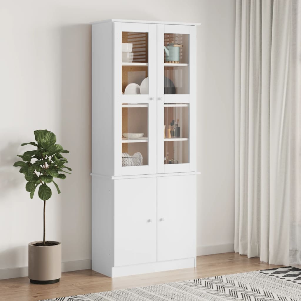 Vitrinekast Alta 77X35X186,5 Cm Massief Grenenhout