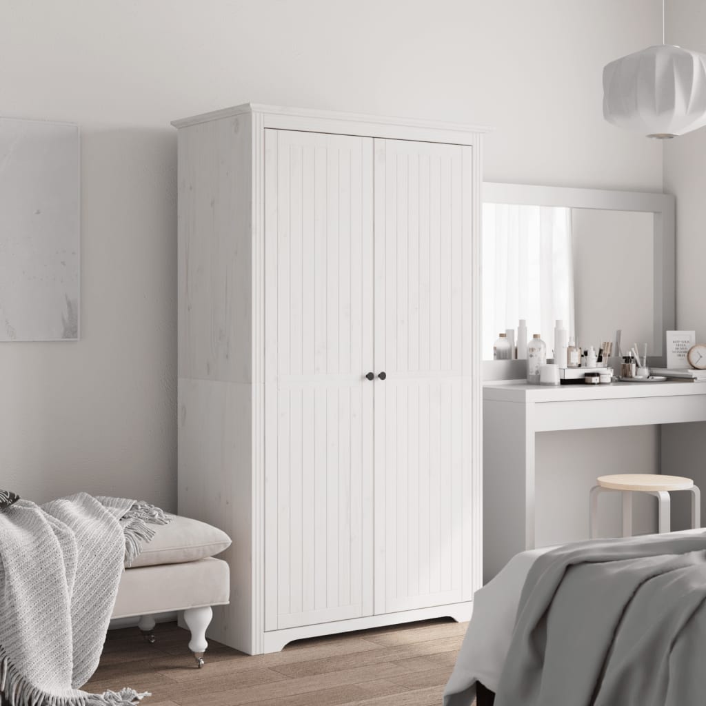 Kledingkast Bodo 146X53,5X173 Cm Massief Grenenhout Wit