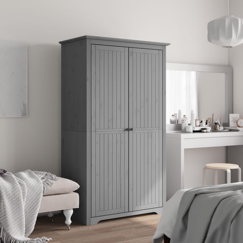 Kledingkast Bodo 146X53,5X173 Cm Massief Grenenhout Grijs