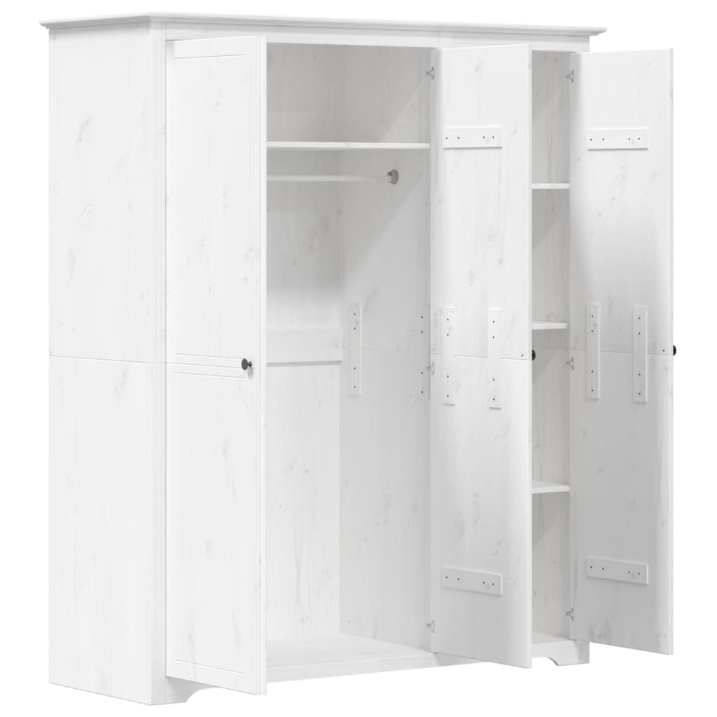 Kledingkast Bodo 146X53,5X173 Cm Massief Grenenhout Wit